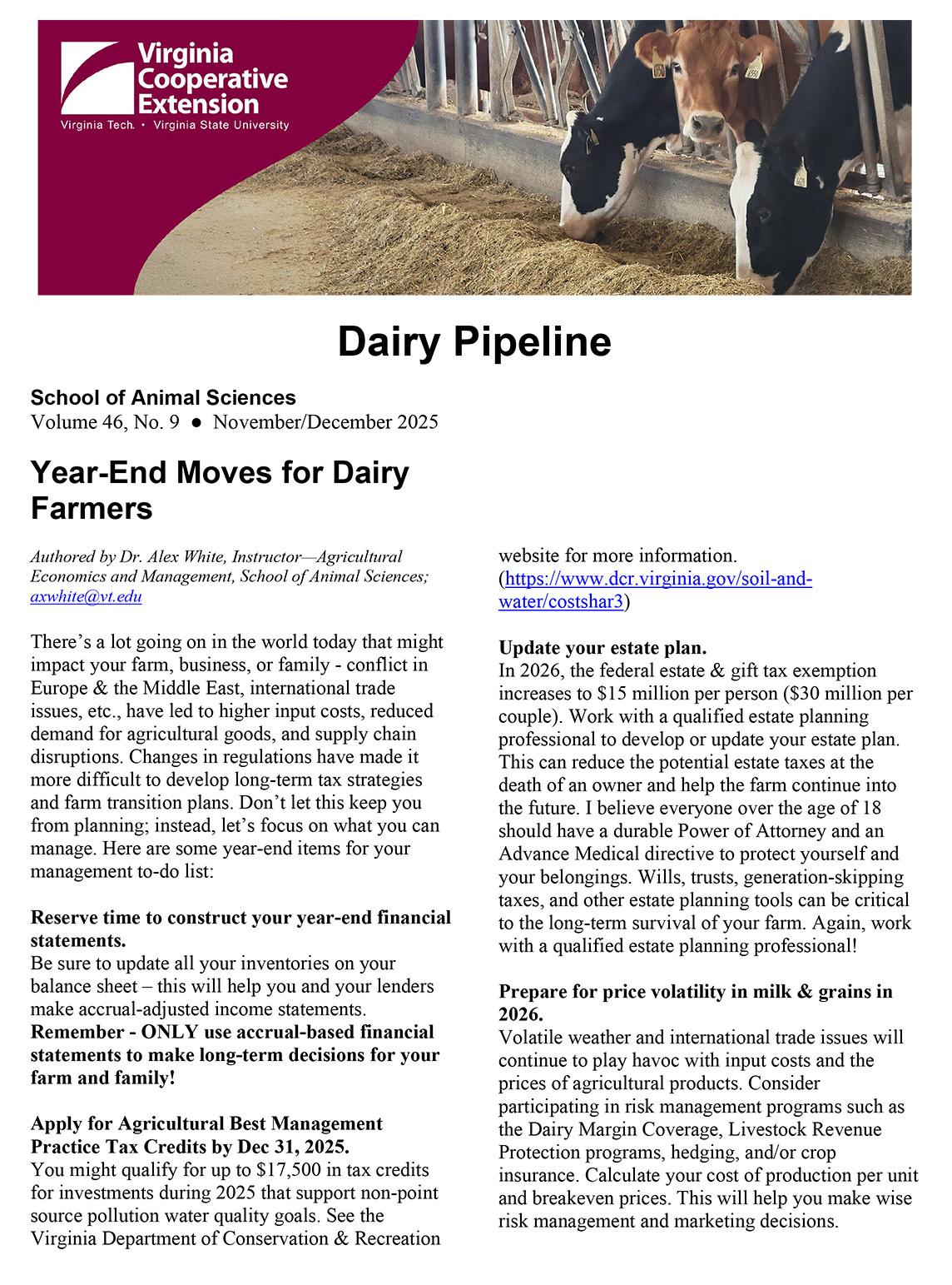 November/December 2025 Dairy Pipeline Newsletter Screenshot of the linked Nov/Dec 2025 Dairy Pipeline newsletter.