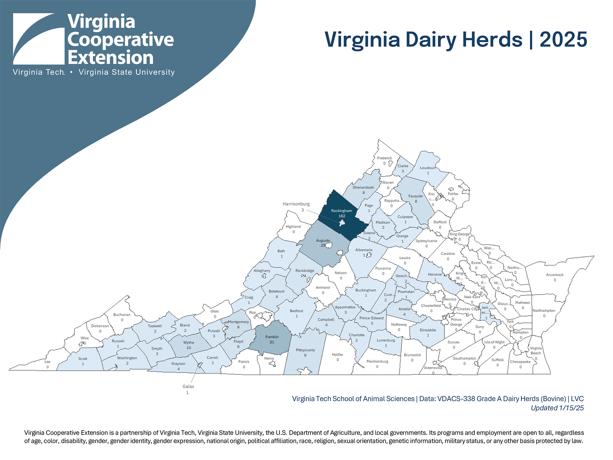 Screenshot of the linked document. County breakdown may be found at https://sas.vt.edu/extension/vtdairy/maps.html.