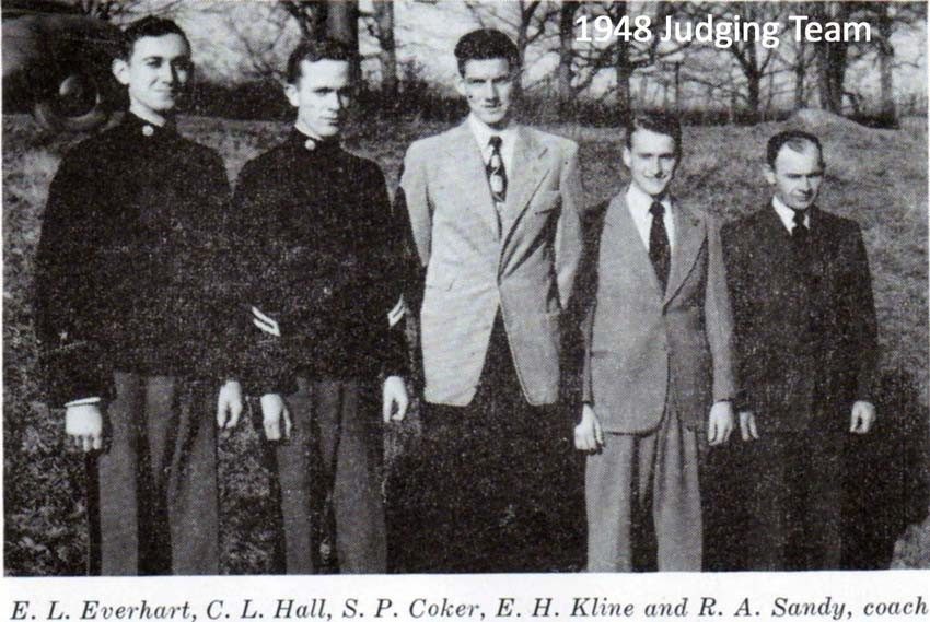  E.L. Everhart, C.L. Hall, S.P. Coker, E.H. Kline and R.A. Sandy, coach.