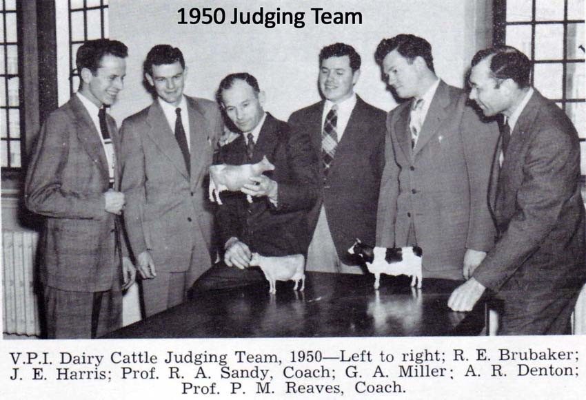 Left to right; R.E. Brubaker; J.E. Harris; Prof. R.A. Sandy, Coach; G.A. Miller, A.R. Denton; Prof. P.M. Reaves, Coach.