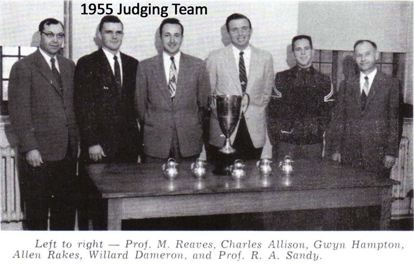 Prof. P.M. Reaves, Charles Allison, Gwyn Hampton, Allen Rakes, Willard Dameron, and Prof. R.A. Sandy.