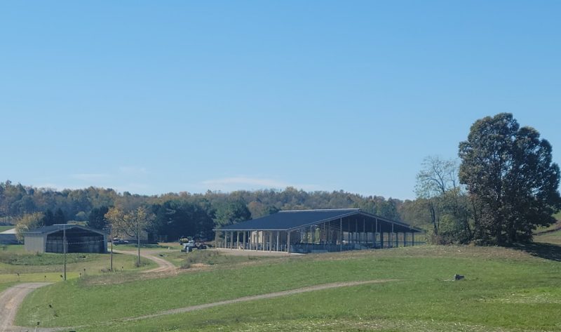 View of the Beef Nutrition and Physiology Facility and Feed Storage Facility at Kentland Farm.