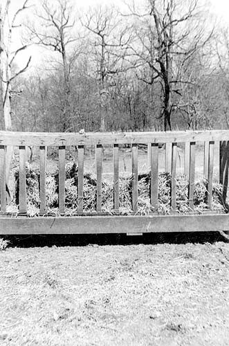 VPI hay rack on experiment station farm circa 1946. Special Collections.