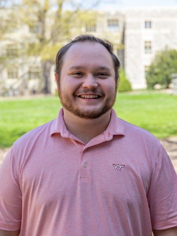 Photo of Anthony Shafron on Virginia Tech campus in Blacksburg, VA.