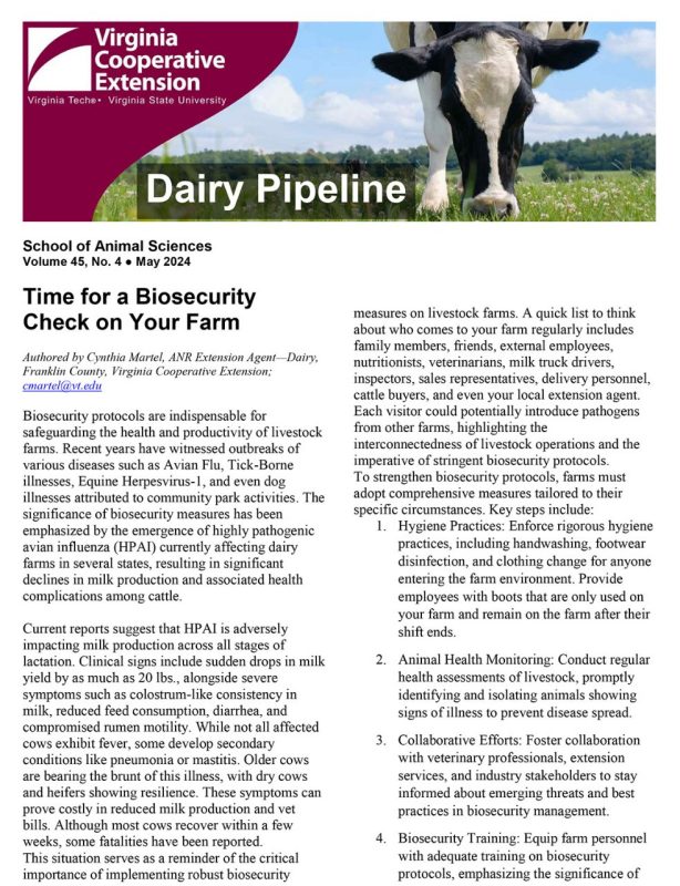 Screenshot of the September issue of the Dairy Pipeline.