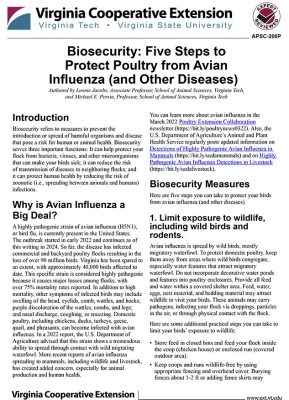 FAQs about food safety and Avian Flu from USDA. Screenshot of the linked document.