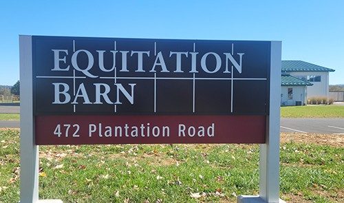 Signage for the new Equitation Barn.