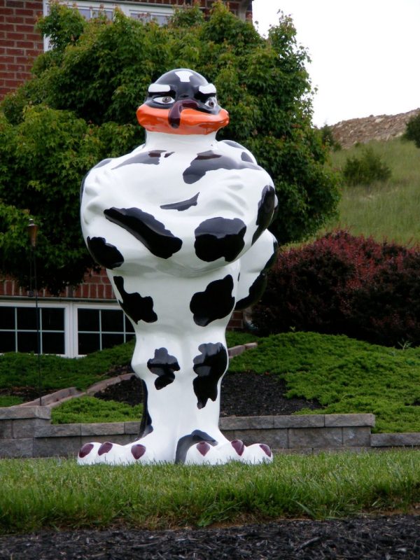 Hokie D'art HokieBird painted like a Holstein cow.