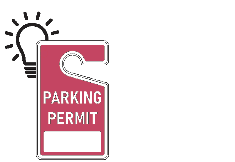 Parking permit hangtag icon with lightbulb icon - transparent.