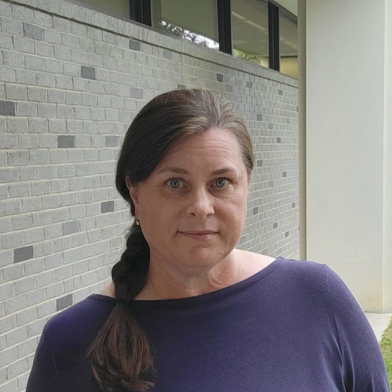 Laura Coffey outside Litton-Reaves Hall.